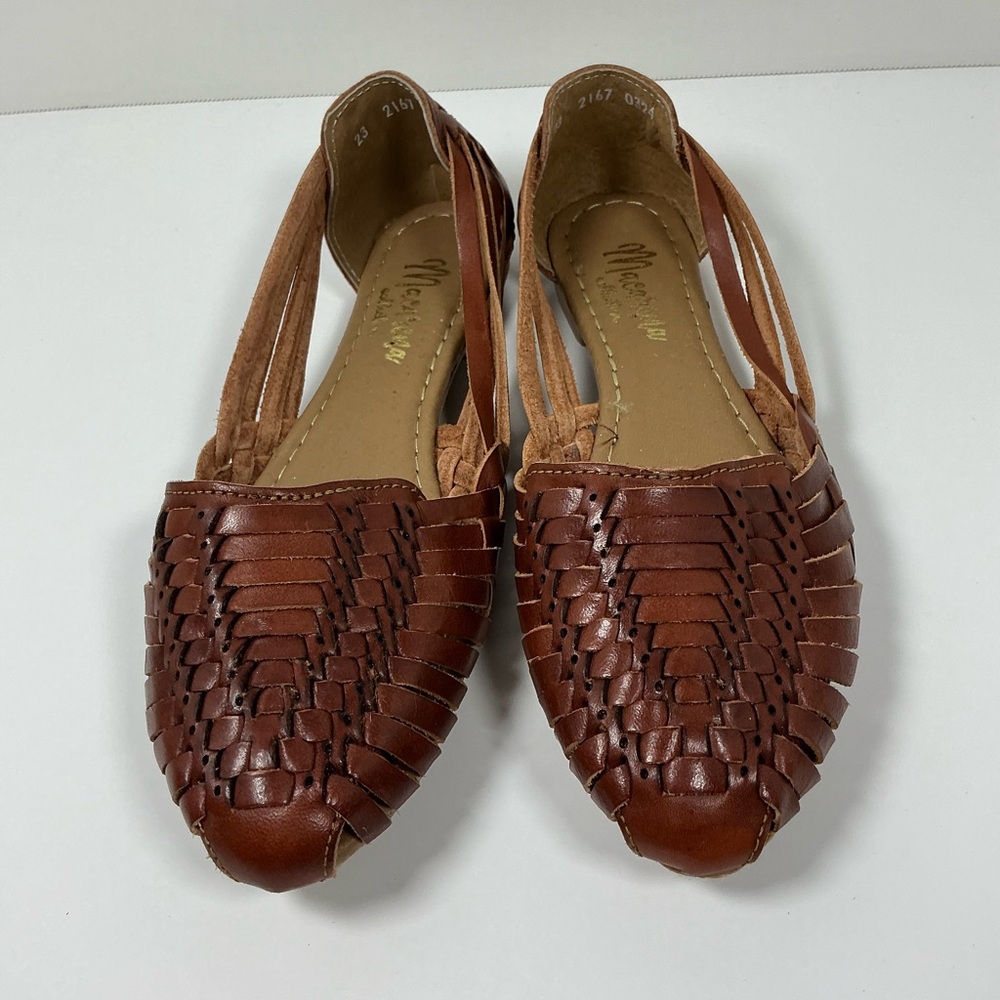 Brown Leather Hurrache Sandals Women Size 6
